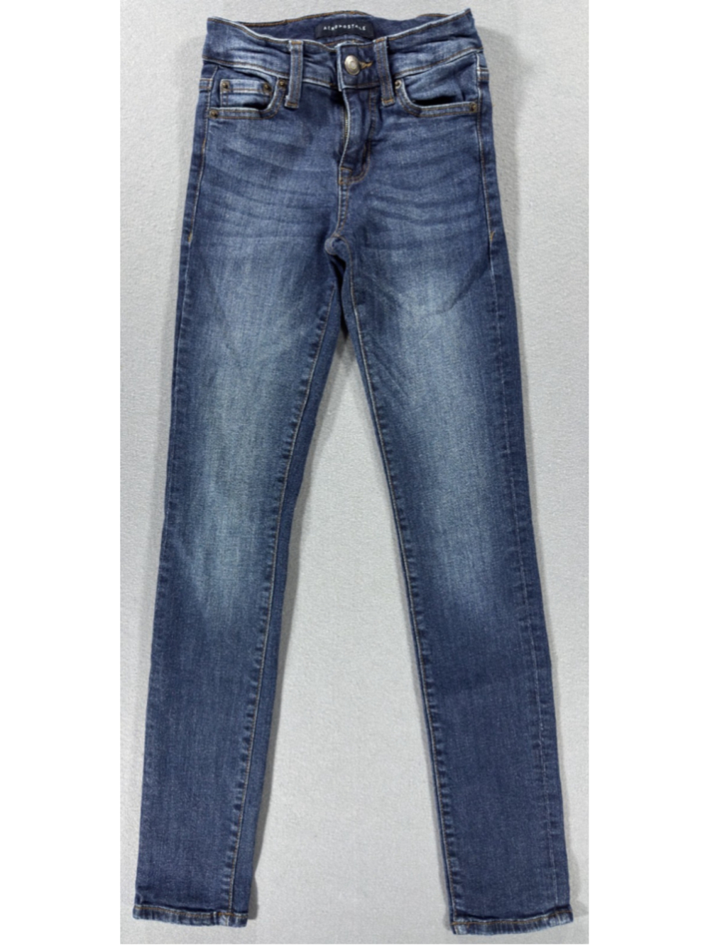 Aeropostale Mid Rise Skinny Jeans Womens Size 000L Dark Wash Blue Stretch Denim